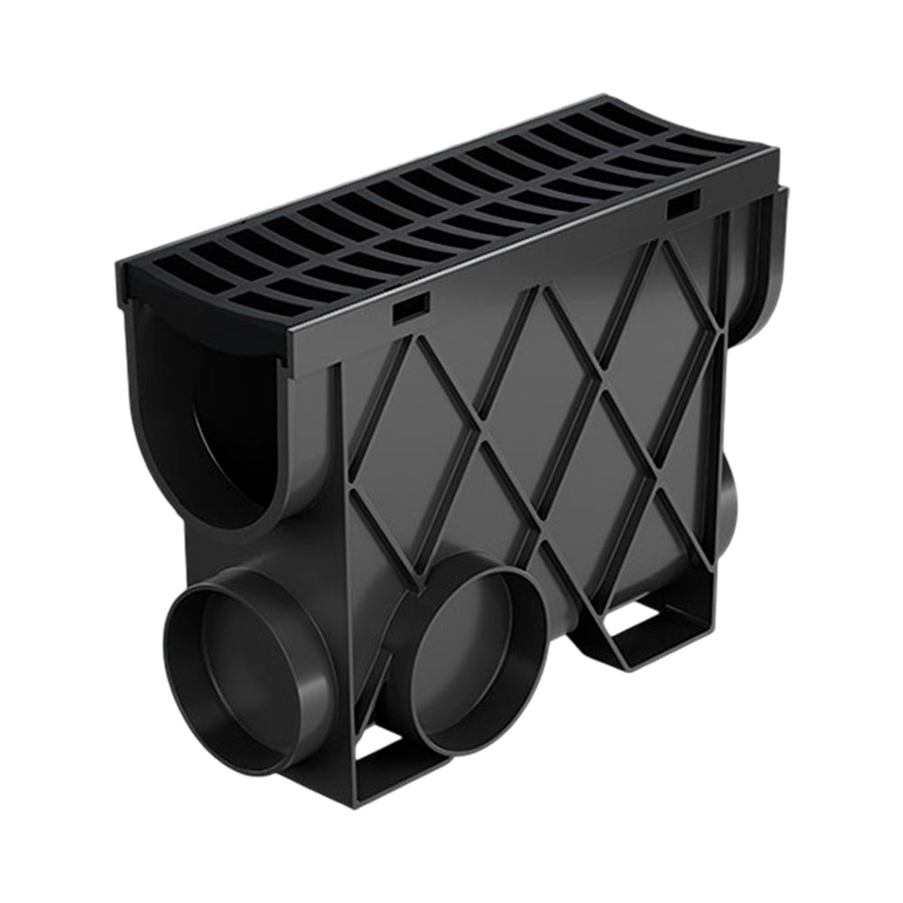 Reln Storm Drain Slimline Pit and Grate Plastic Black 344mm (L) x 121mm (W) x 261mm (D)