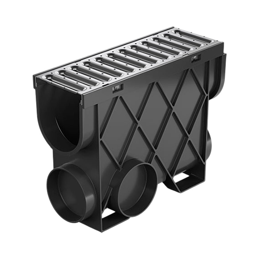 Reln Storm Drain Slimline Pit and Grate Stainless Steel 344mm (L) x 121mm (W) x 261mm (D)