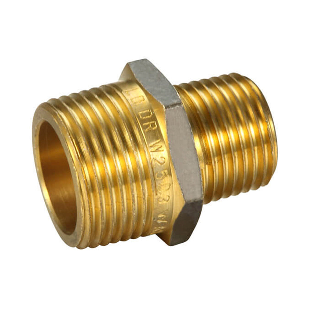 Brass Nipple Reducing Threaded BSPM 20mm x 15mm (3/4" x 1/2")
