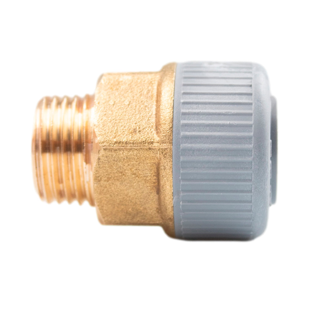 Hep2O/Waterlink Push Fit x Male Adaptor, 18mm x 1/2" MI Brass