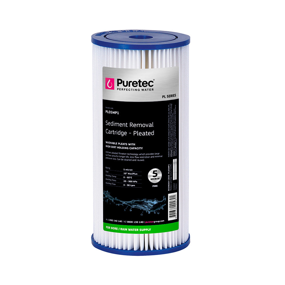 Puretec Cartridge PL05MP1 Sediment Pleated 4.5" x 10" 5 Microns