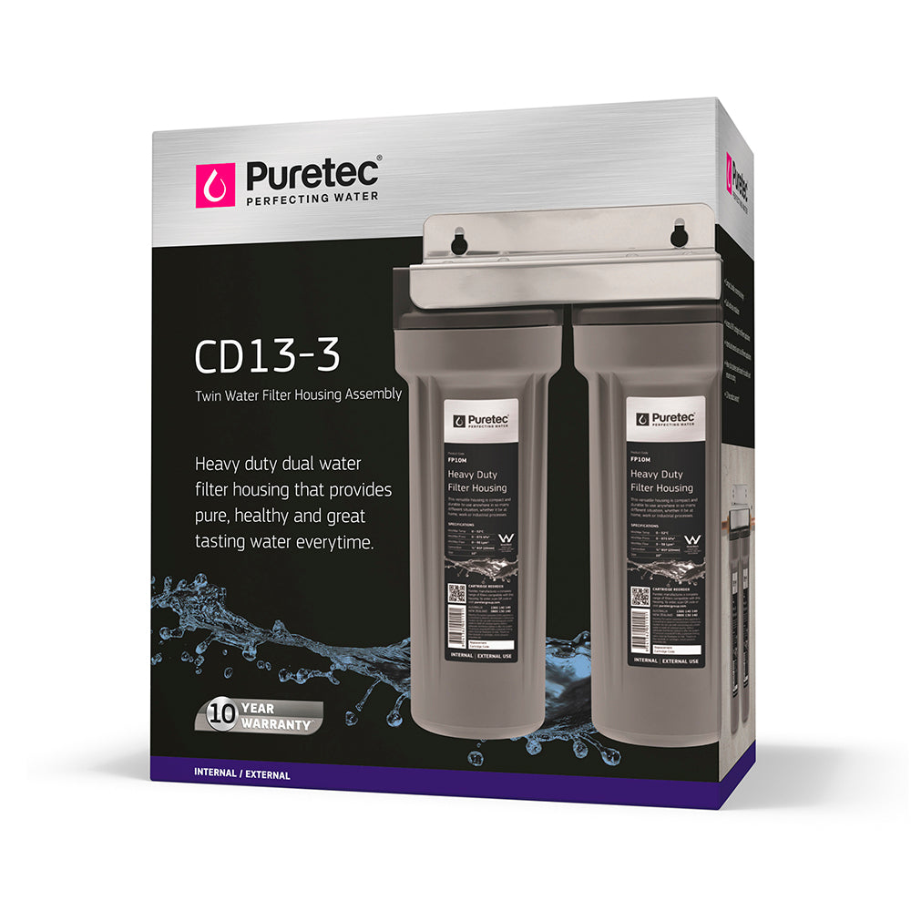 Puretec Housing CD13-3 Twin System suits 10" cartridges