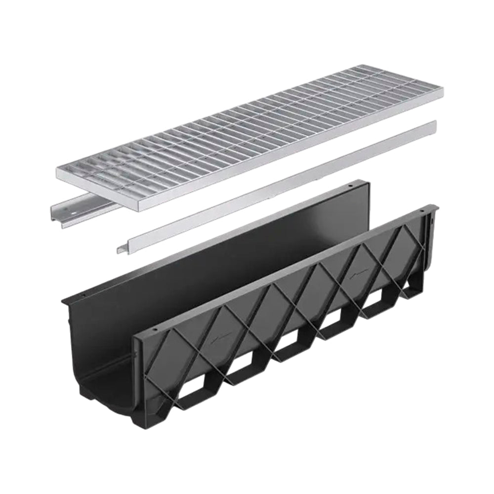 Reln Storm Drain PRO - Series 200 - Channel and Grate Galvanised Steel Class B (1000mm L x 269mm W x 266mm D)