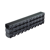 Reln Storm Mate Channel and Grate - Garage Pack includes 3 x 1m Storm Mate Channels and Heel guard Plastic Black Grates (1m (L) x 120mm (W) 85mm (D), 2 x End Caps