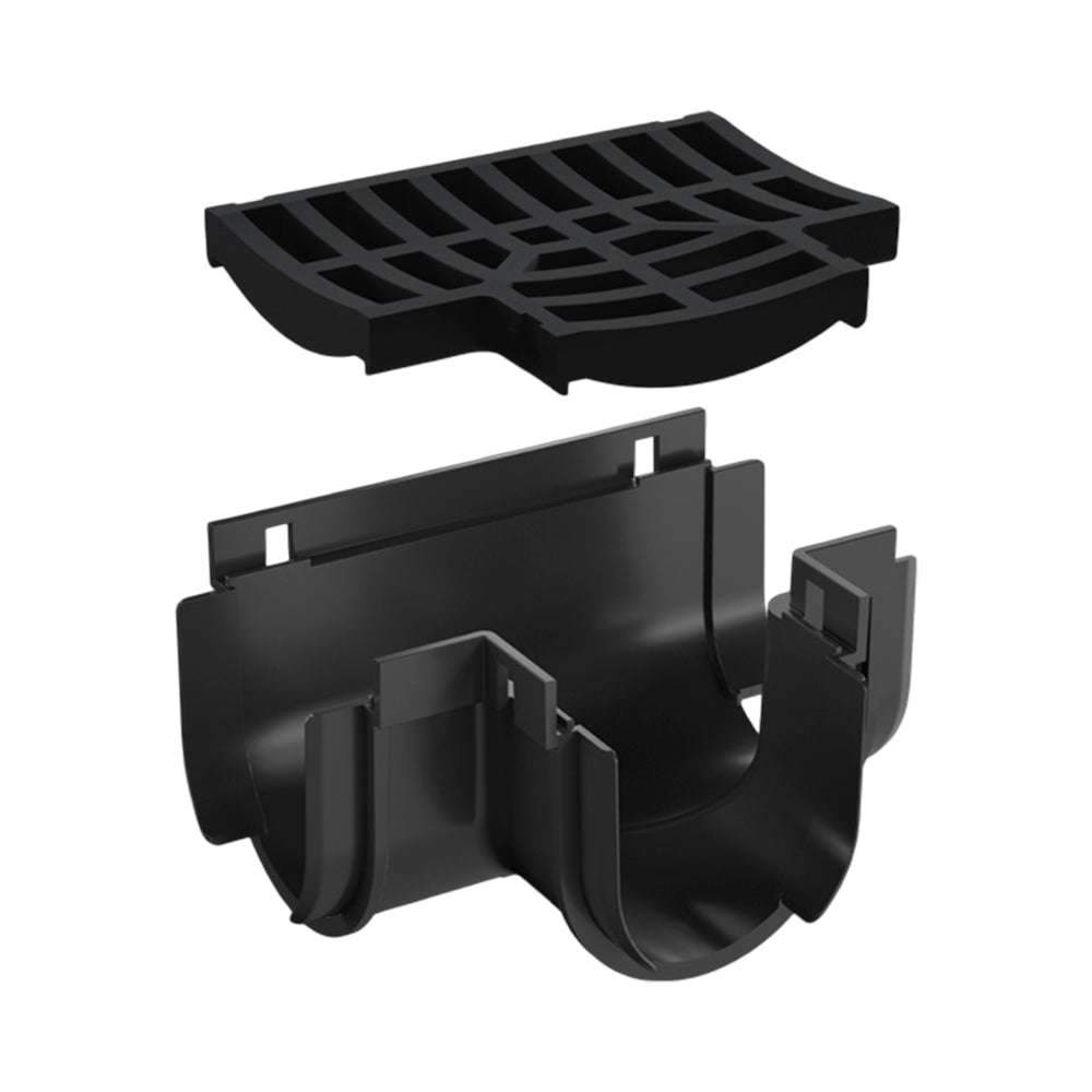 Reln Storm Drain Tee Piece with Grate Plastic Black