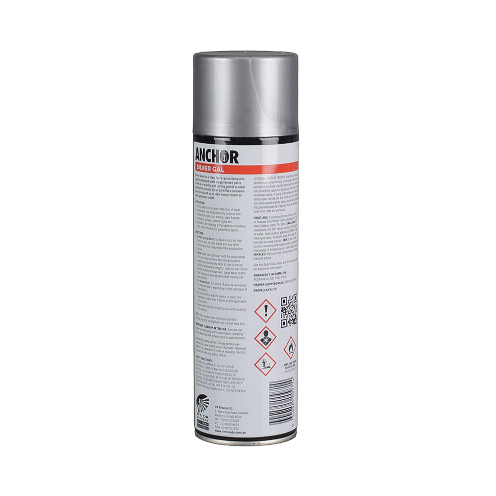 Tools Anchor Galvanising Industrial Zinc Protection Aerosol Paint Silver 400g