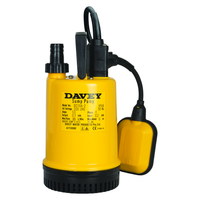 Davey DC10A automatic double-case submersible drainage pump with float switch. DC10A shown; DC10M is supplied without a float switch.