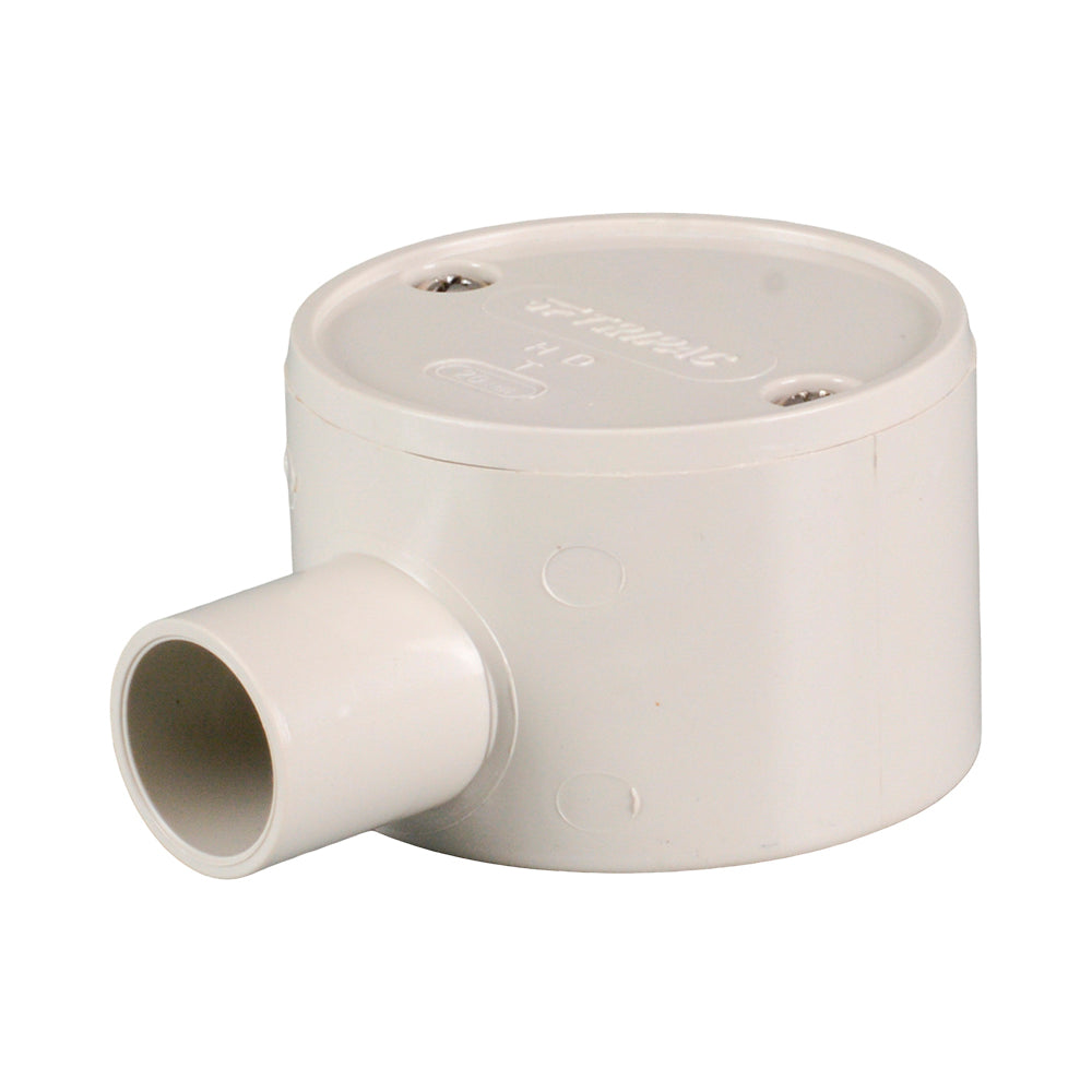 PVC Electrical Junction Box, Round Shallow Grey 1 way 25mm
