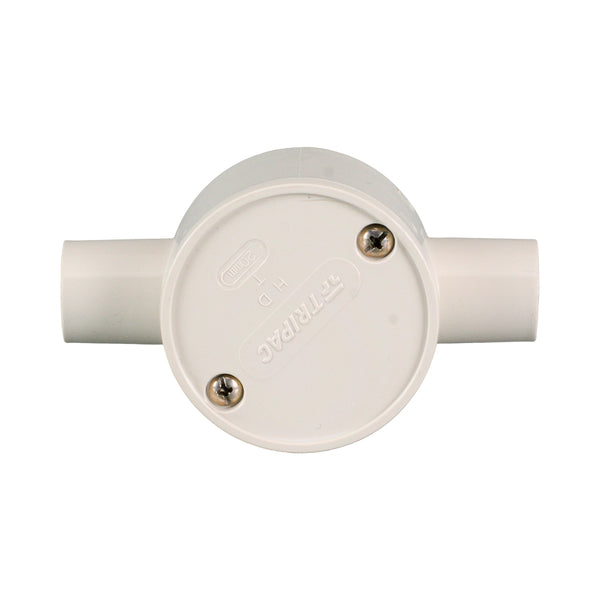 PVC Electrical Junction Box, Round Shallow Grey 2 way 25mm - Perth ...