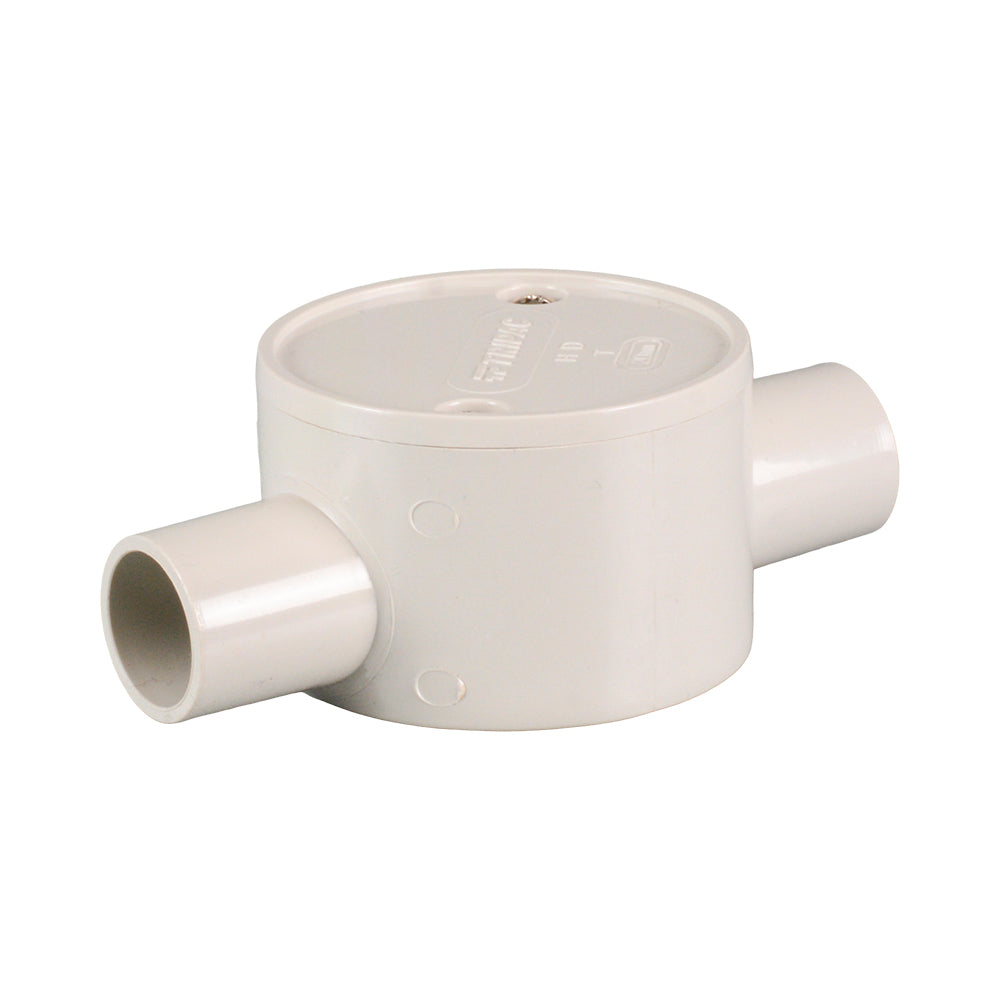 PVC Electrical Junction Box, Round Shallow Grey 2 way 20mm - Perth ...