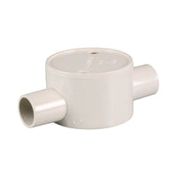 PVC Electrical Junction Box, Round Shallow Grey 2 way 20mm