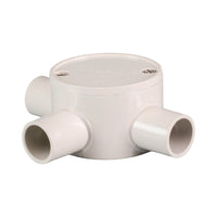 PVC Electrical Junction Box, Round Shallow Grey 3 way 25mm