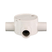 PVC Electrical Junction Box, Round Shallow Grey 3 way 25mm
