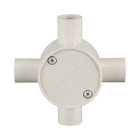 PVC Electrical Junction Box, Round Shallow Grey 4 way 20mm