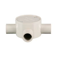 PVC Electrical Junction Box, Round Shallow Grey 4 way 20mm