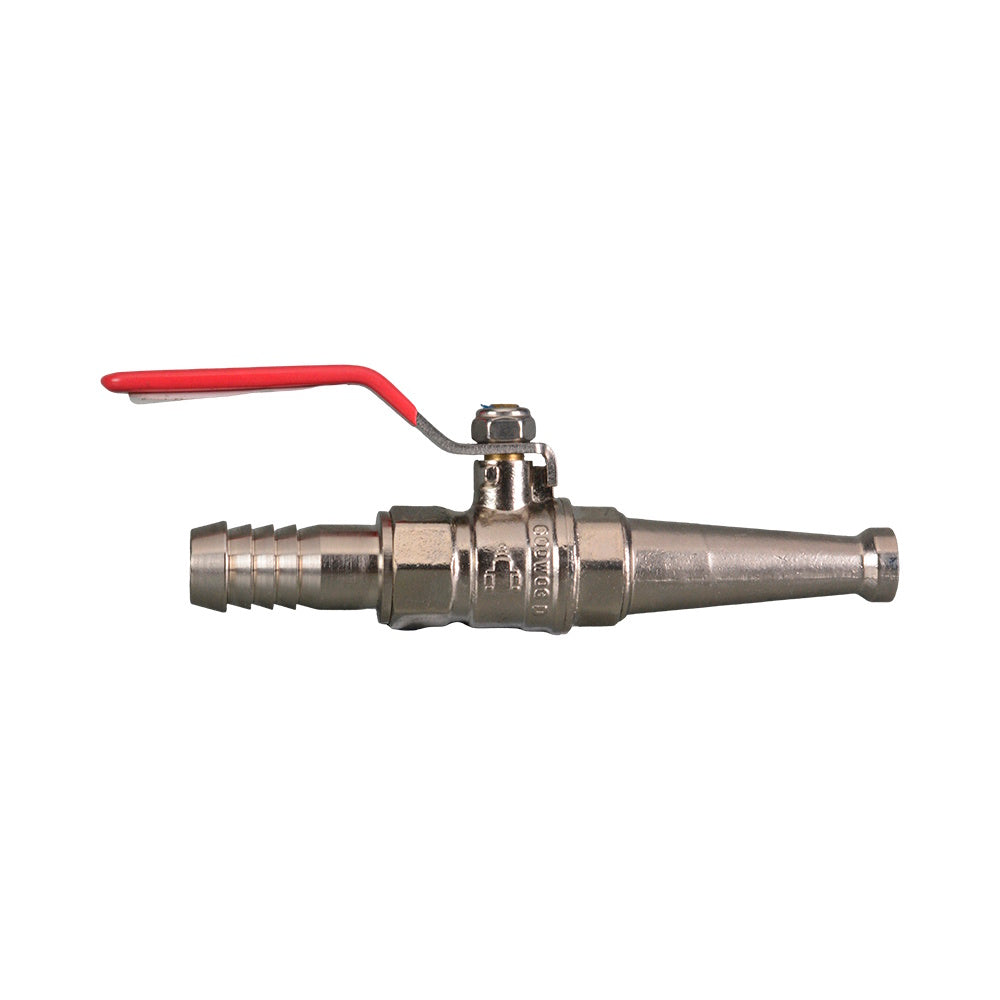 Fire Hose Nozzle Chrome Plated Ball Valve Hose Tail 3/4 Barb