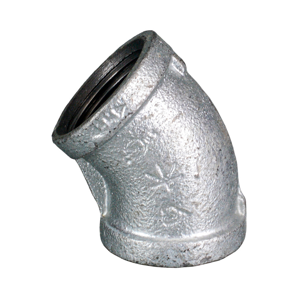 Galvanised Malleable Iron Elbow 45° 15mm (1/2in)