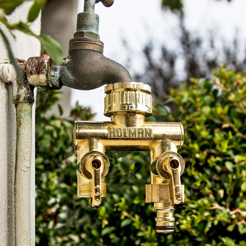 Retic Outlets Holman Metal Hose Tap Outlet 2-Way - Perth Irrigation - Retic Fittings ...