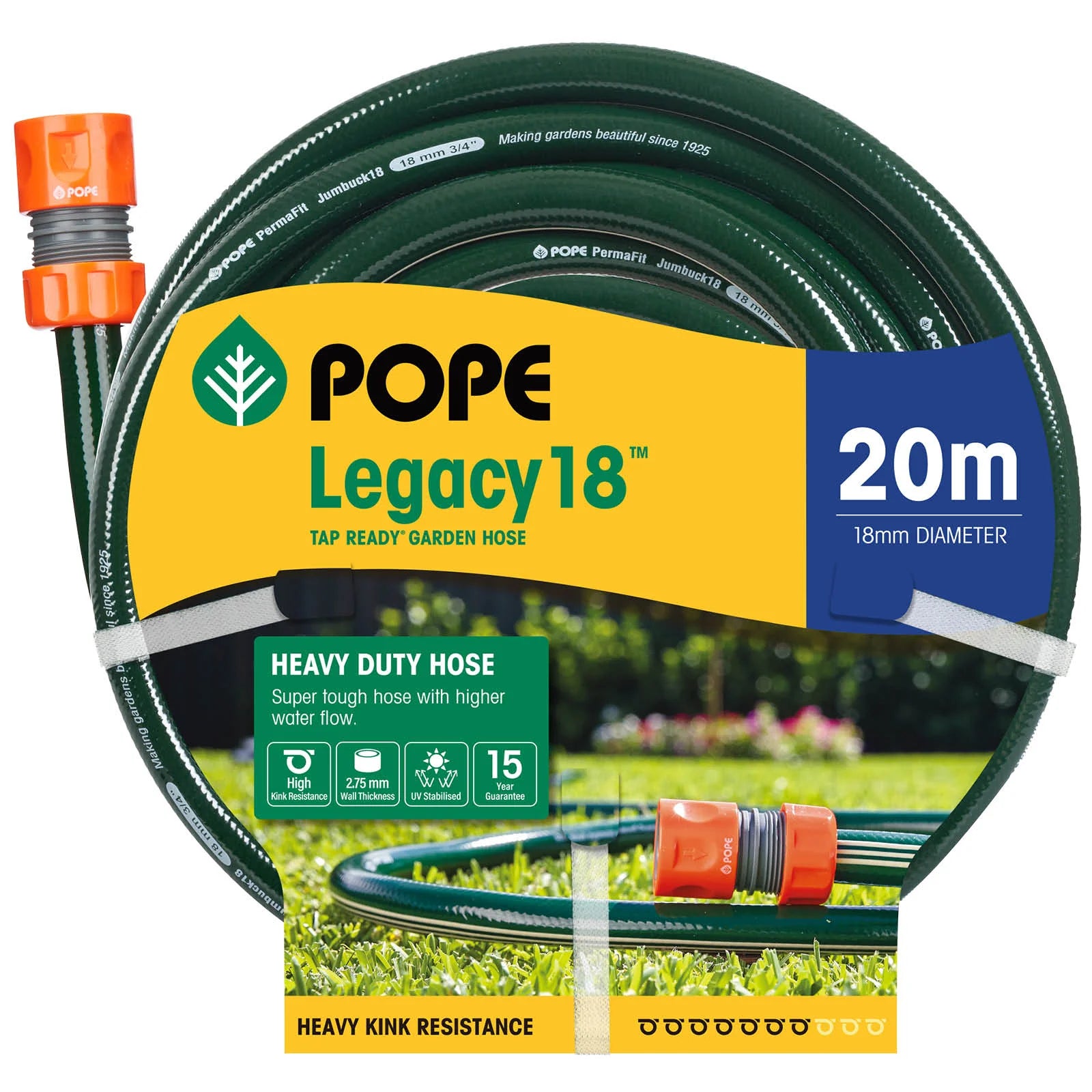 Pope Garden Hose Legacy Tap Ready 7/10 Kink Resistance 18mm x 20 metres (50135712)