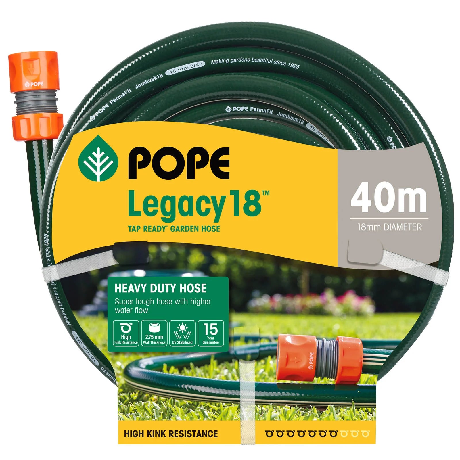 Pope Garden Hose Legacy Tap Ready 7/10 Kink Resistance 18mm x 40 metres (50135729)