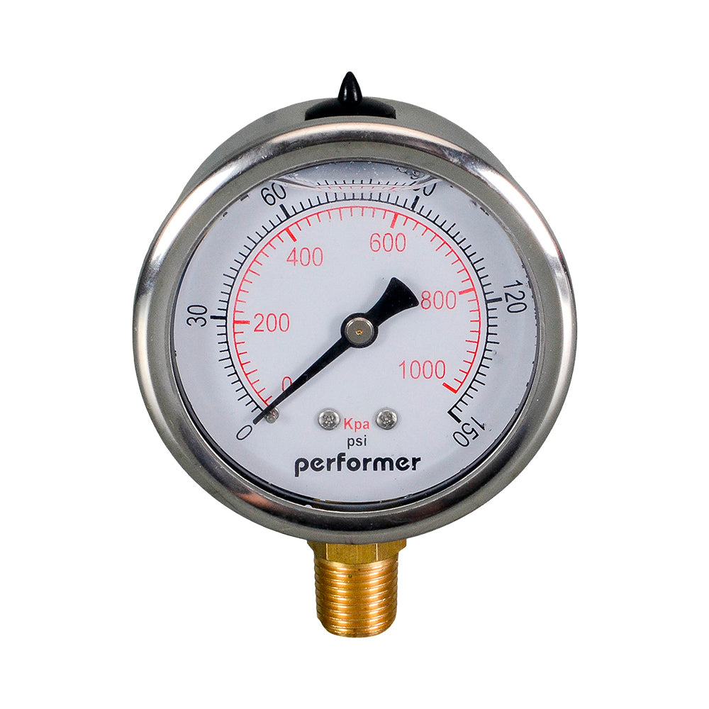 Pressure Gauge 63mm x 1/4" BSP Glycerine Filled 0-1000kPa(0-150PSI)