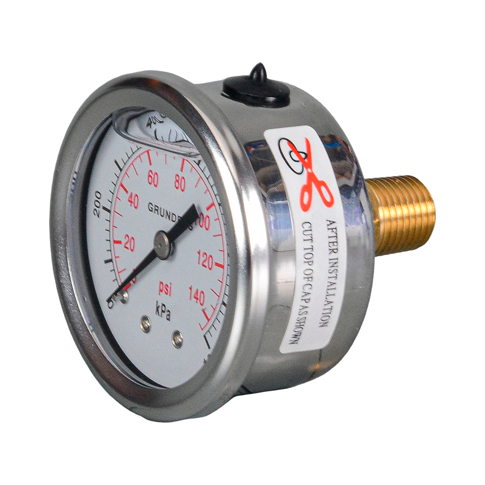 Pressure Gauge 55mmx1/4"BSP (Back Entry) Fima glyc fill 1000kpA