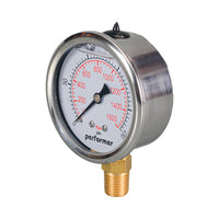 Pressure Gauge 65mm x 1/4"BSP Glycerine Filled 1600kpA (0-232PSI)