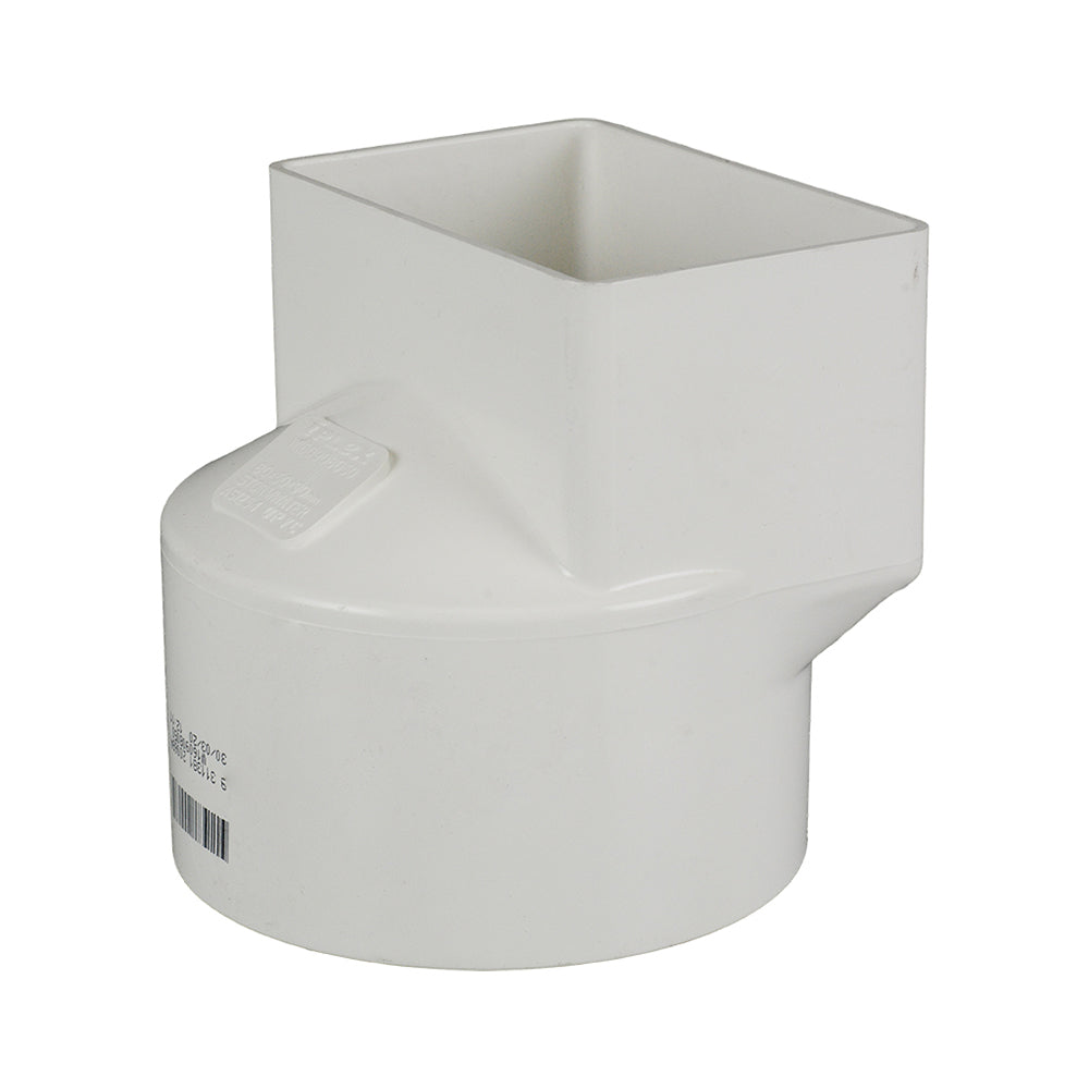 Stormwater Rectangle Downpipe Adaptor 80mm x 50mm to 90mm Pipe