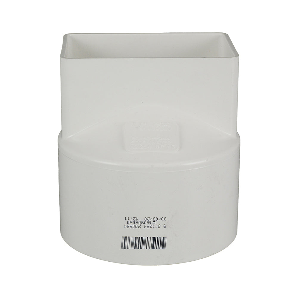 Stormwater Rectangle Downpipe Adaptor 80mm x 50mm to 90mm Pipe