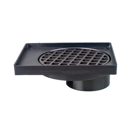Stormwater Finishing Collar & Grate Rectangle Offset Black 190mm x 150mm x 90mm Spigot/ In To Pipe