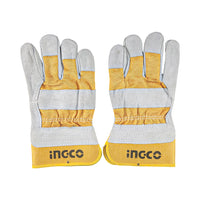 ING-CO Leather Gloves with Cotton Back