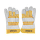 ING-CO Leather Gloves with Cotton Back