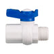 PVC Mini Ball Valve White, MF Thread - 1/2" (15mm)