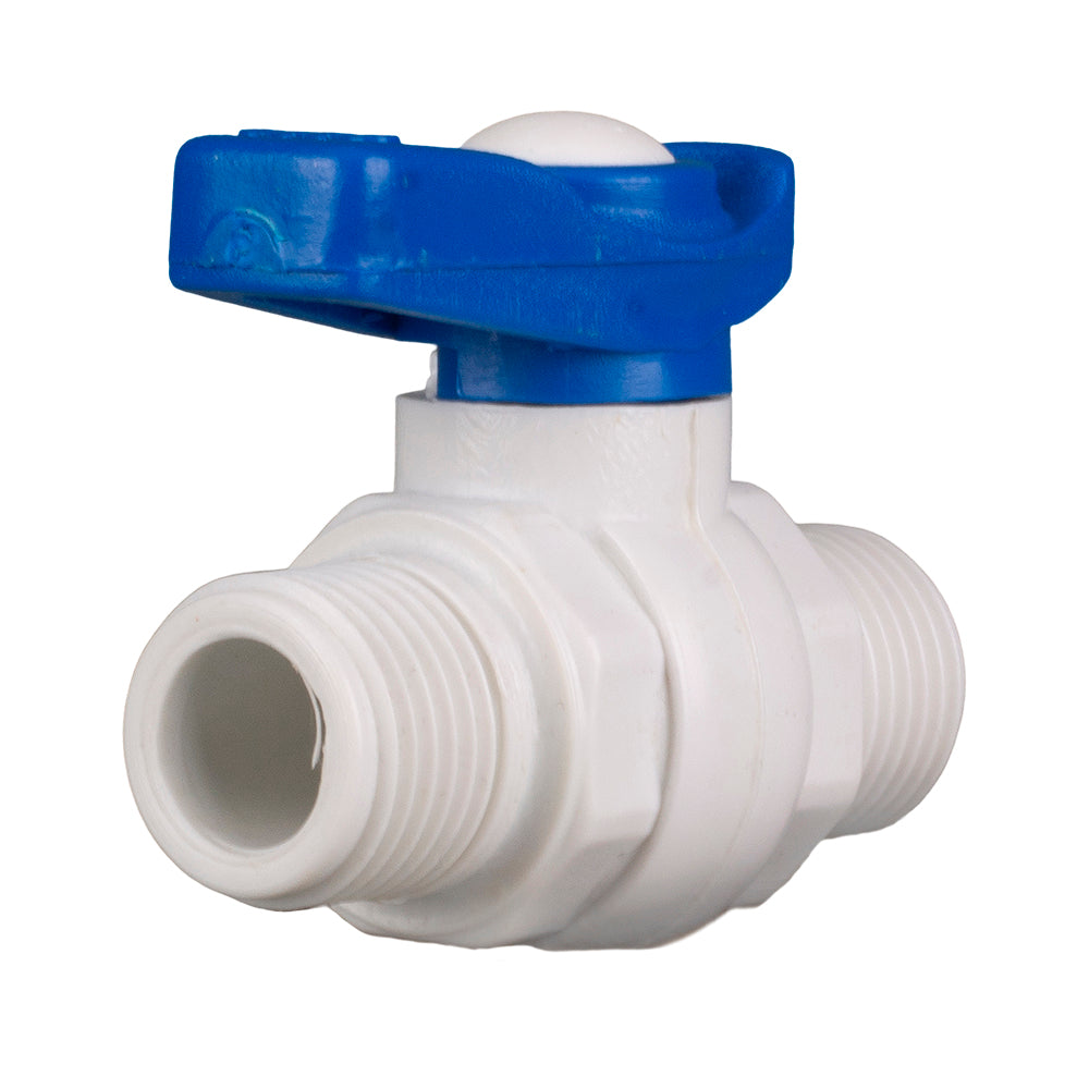 PVC Mini Ball Valve White, MM Thread - 1/2" (15mm)
