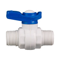 PVC Mini Ball Valve White, MM Thread - 1/2" (15mm)